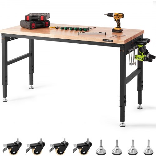 VEVOR Workbench A3 Steel Work Bench For Garage max. 1500W Heavy Duty Workbench 220lbs Weight Capacity 0.47" Bench top Thickness
