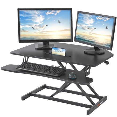 VEVOR Standing Desk Converter, Two-Tier Stand up Desk Riser, 36 inch Large Sit to Stand Desk Converter, 5.5-20.1 inch Adjustabl