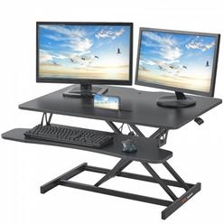 VEVOR Standing Desk Converter, Two-Tier Stand up Desk Riser, 36 inch Large Rectangular Sit to Stand Desk Converter, 5.5-20.1 in