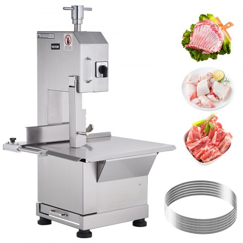 VEVOR Commercial Electric Meat Bandsaw, 2200W Stainless Steel Countertop Bone Sawing Machine, Workbeach 18.5" x 20.9", 0-7.1 In