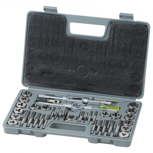 VEVOR Tap and Die Set, 40-Piece Include SAE Size NC/NF/NPT, Bearing Steel Taps and Dies, Essential Threading Tool for Cutting E