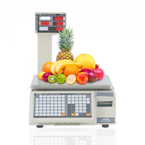 VEVOR Electronic Price Computing Scale, 66 LB Digital Deli Weight Scales, LCD & LED Digital Commercial Food Fruit Meat Produce 
