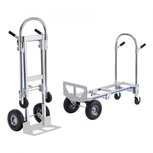 VEVOR Aluminum Hand Truck, 2 in 1, 800 lbs Load Capacity, Heavy Duty Industrial Convertible Folding Hand Truck and Dolly, Utili