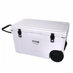 VEVOR Insulated Portable Cooler with Wheels, 65 qt, Holds 65 Cans, Wheeled Hard Cooler with Heavy Duty Handle, Ice Chest Lunch 