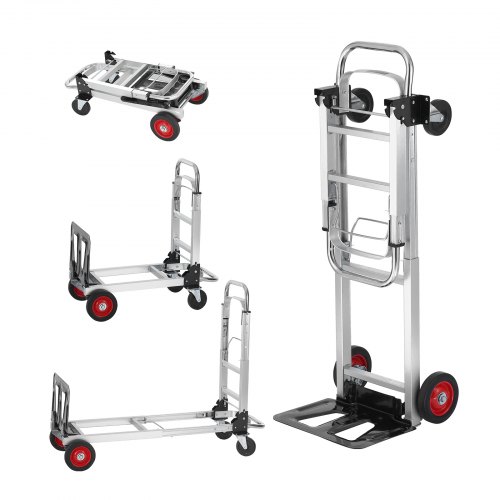 VEVOR Aluminum Folding Hand Truck, 2 in 1 Design 400 lbs Capacity, Heavy Duty Industrial Collapsible cart, Dolly Cart with Rubb