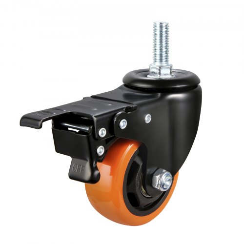 VEVOR Caster Wheels, 3 inch, Set of 4, 150 lbs Capacity, Threaded Stem Casters with Security Dual Locking A/B Brake, Heavy Duty