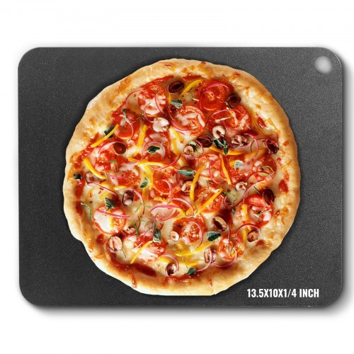 VEVOR Pizza Steel, 13.5" x 10" x 1/4" Pizza Steel Plate for Oven, Pre-Seasoned Carbon Steel Pizza Baking Stone with 20X Higher 