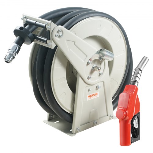 VEVOR Fuel Hose Reel, 1" x 33', Extra Long Retractable Diesel Hose Reel, Heavy-Duty Carbon Steel Construction with Automatic Fu