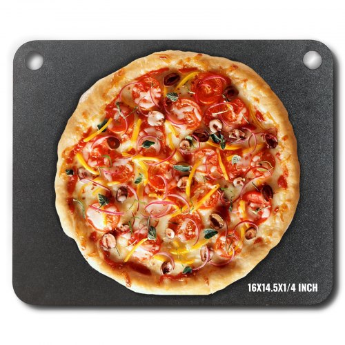 VEVOR Pizza Steel, 16" x 14.5" x 1/4" Pizza Steel Plate for Oven, Pre-Seasoned Carbon Steel Pizza Baking Stone with 20X Higher 