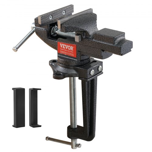 VEVOR Bench Vise, 2.2 inch Dual-Purpose Table Vise for Workbench, Clamp-on Vise with Multifunctional Jaw and 360° Swivel Base, 