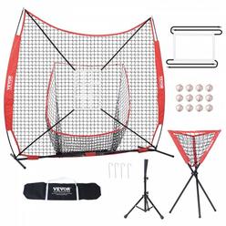 VEVOR 7x7 ft Baseball Softball Practice Net, Portable Baseball Training Net for Hitting Catching Pitching, Backstop Equipment w