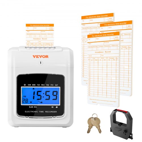 VEVOR Punch Time Clock, Time Tracker Machine for Employees of Small Business, 6 Punches per Day, Time Clock Punch Machine Inclu