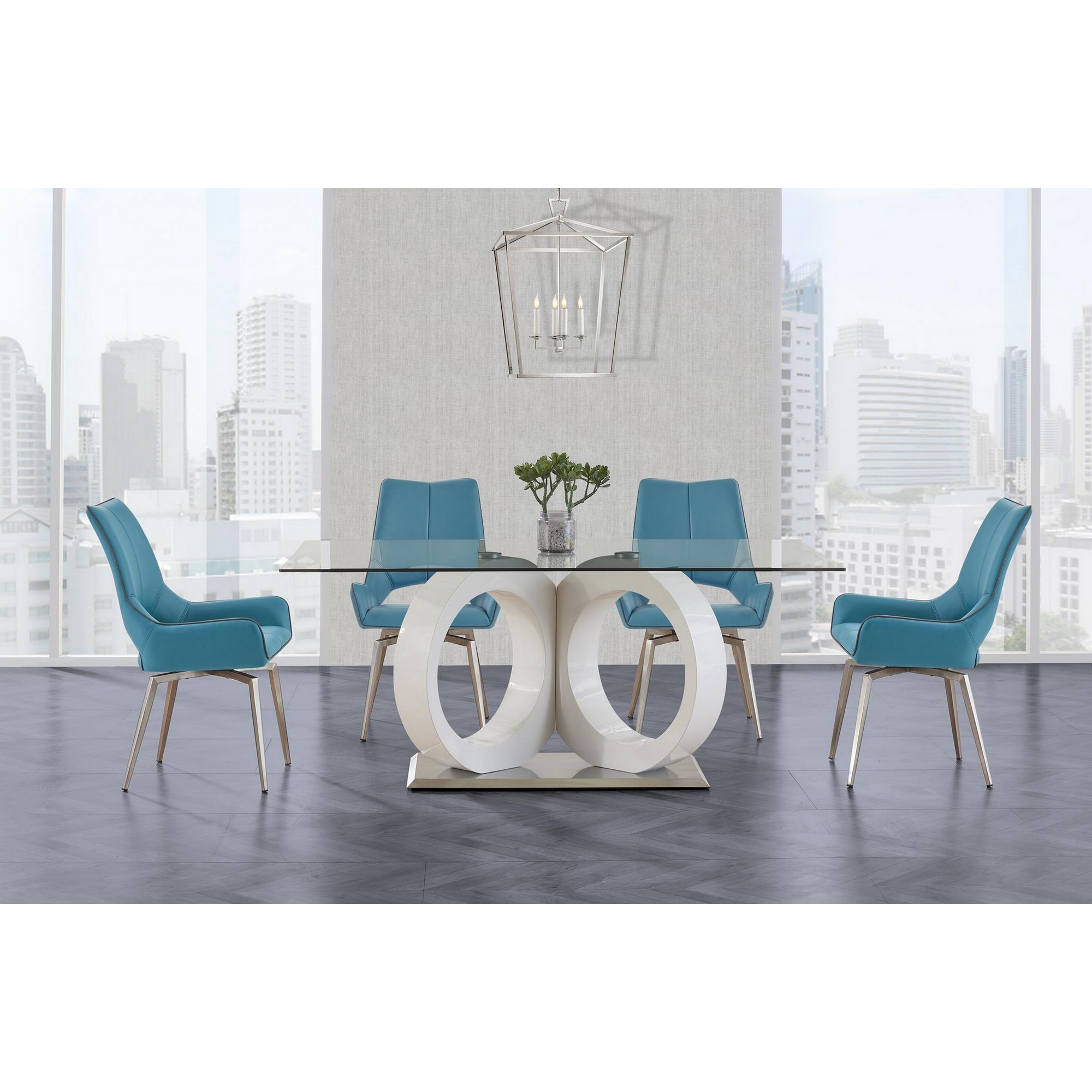 Homeroots Kitchen & Dining Set Of 2 Turqouise Bucket Style Dining Chairs With Metalic Silver Base