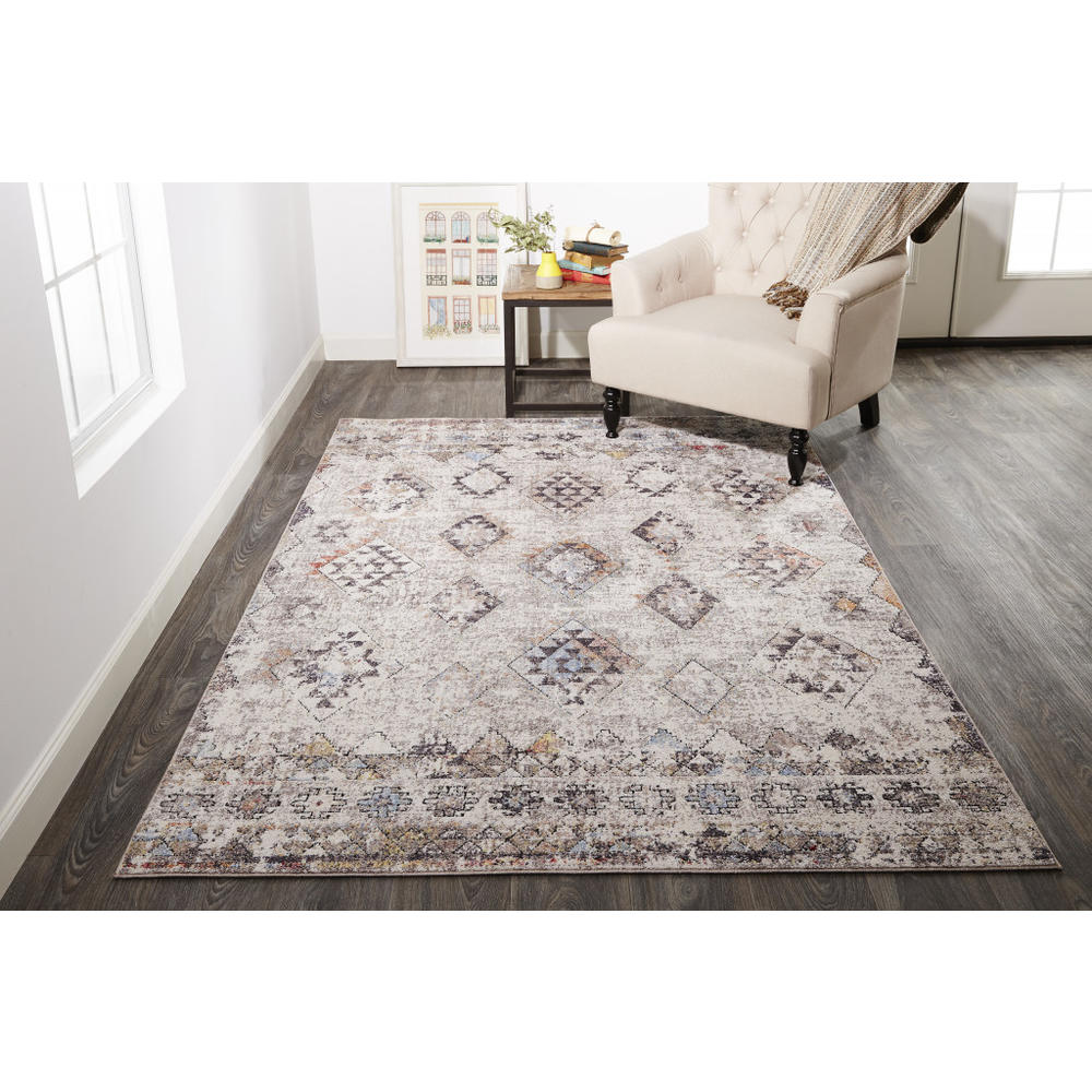 HomeRoots Home Decor 5' X 8' Gray Taupe And Blue Geometric Stain ...