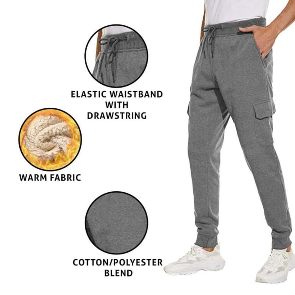 Bargain Honcho Men's Ultra Soft Winter Warm Thick Sweat Pant Athletic Sherpa Lined Jogger Pants