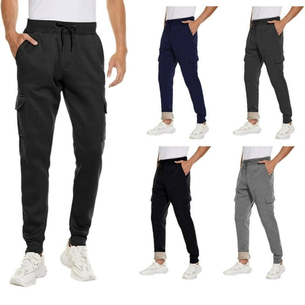 Bargain Honcho 3-Pack Men's Ultra Soft Winter Warm Thick Sweat Pant Athletic Sherpa Lined Jogger Pants