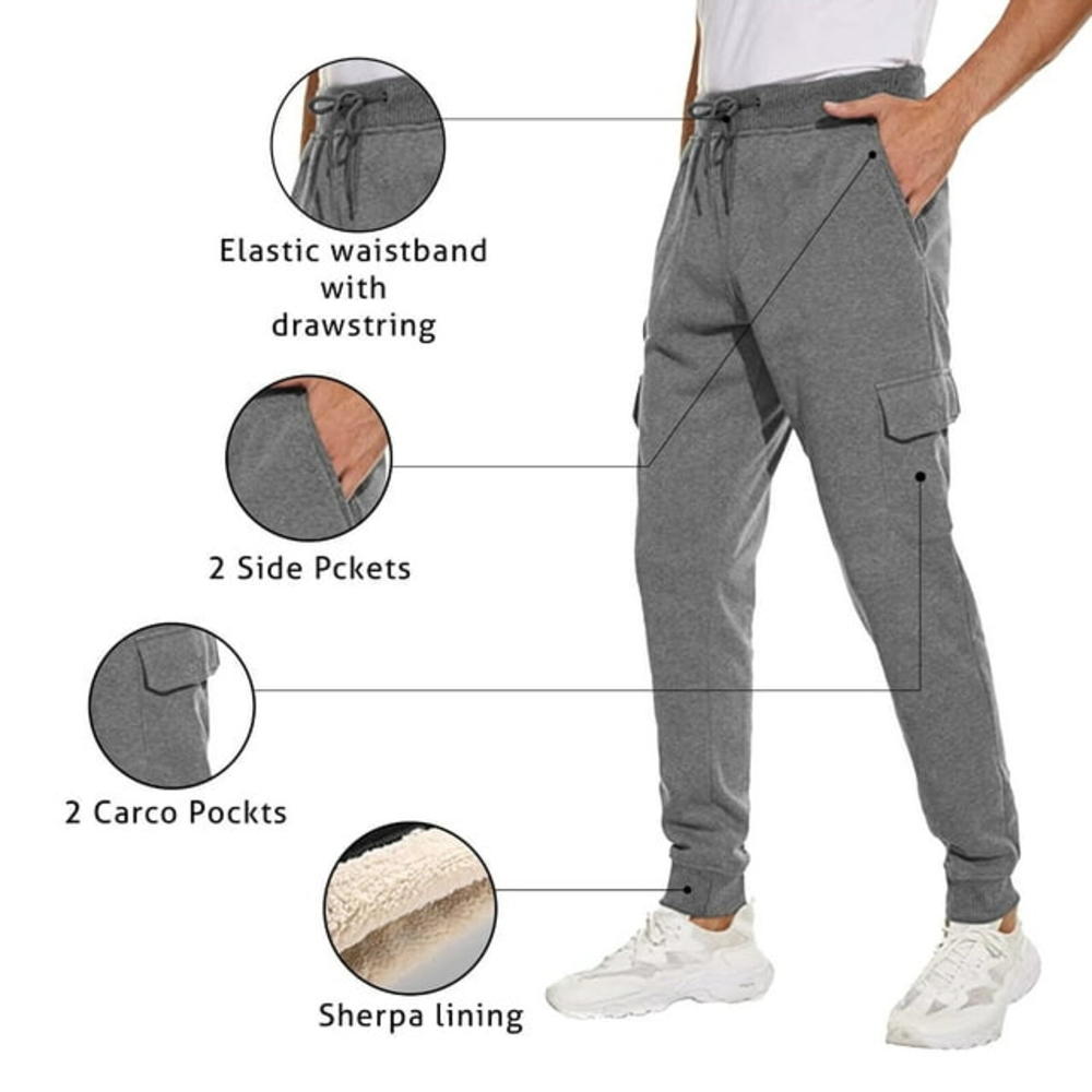 Bargain Honcho 2-Pack Men's Ultra Soft Winter Warm Thick Sweat Pant Athletic Sherpa Lined Jogger Pants
