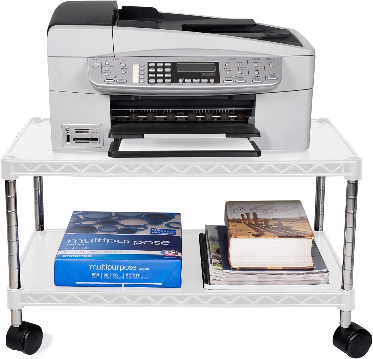 Zbrands Printer Stand, Printer Cart, Under Desk Printer Stand 24" X 14" (regular, White)