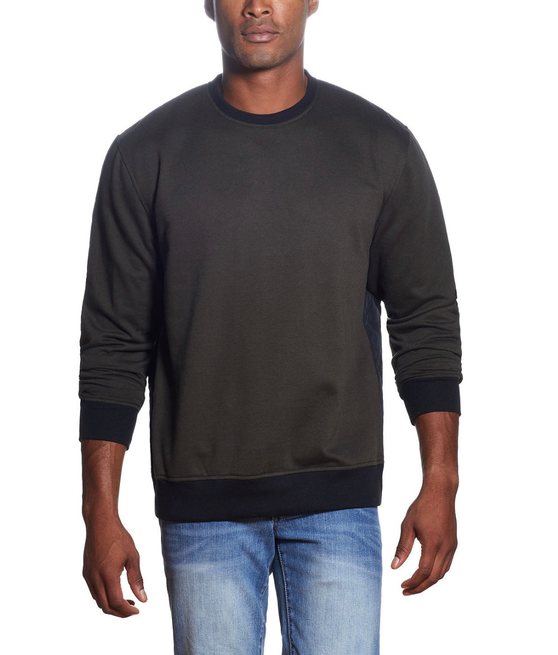 Weatherproof Vintage Men's Quilted Mix Media Sweatshirt Rosin Size L