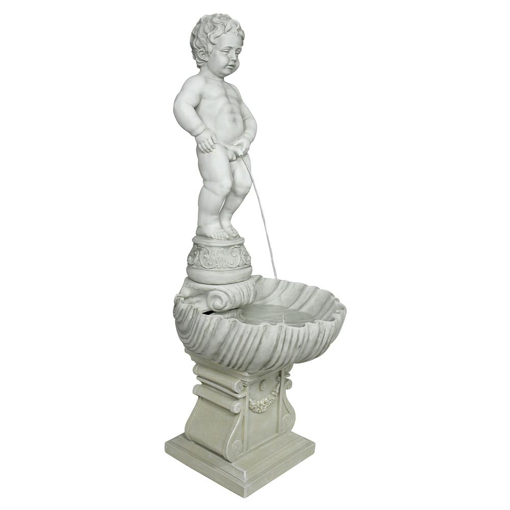 Design Toscano The Peeing Boy of Brussels Sculptural Fountain with Plinth Base