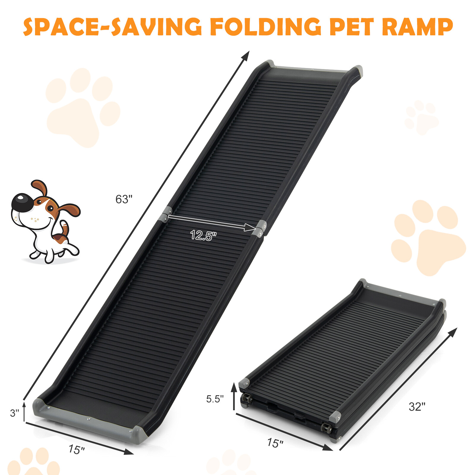 BISupply Portable Curb Ramp, Car Curb Ramp, Motorcycle Ramp Threshold Ramp Car Ramps Loading Ramps 4 5in 1 Pack