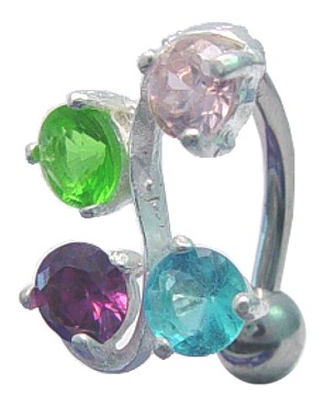 JKL Belly Button Ring Navel Multi Color Vine Body Jewelry   14 Gauge