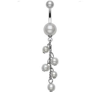 JKL Body Accentz&trade; Belly Button 316L Surgical Steel Navel Ring with Cascade Beads Dangle Body Jewelry Dangle 14g