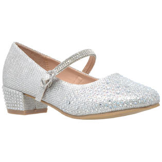 Kids Dress Shoes Glitter Rhinestone Low Heel Mary Jane Pumps Silver Kids Dress Shoes Glitter Rhinestone Low Heel Mary Jane Pumps Silver