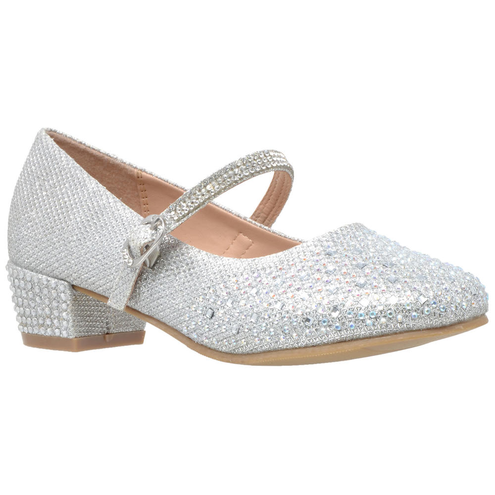 SOBEYO Girls Mary Jane Pumps Glitter Rhinestone Dress Shoes SZ 12