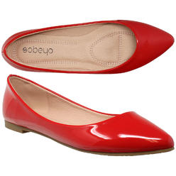 SOBEYO Womens Ballet Flats Patent Leather Pointed Toe Slip On Closed Toe Shoes