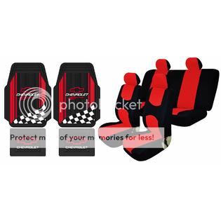 U A A Inc 12pc Chevrolet Chevy Red Racing Rubber Floor Mats