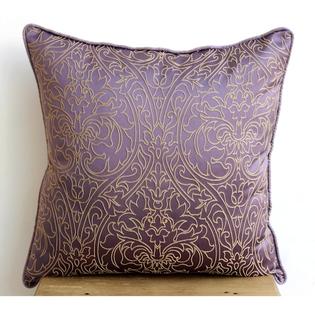 The Homecentric Purple Pillow Shams Art Silk 24 X24 Gold Damask