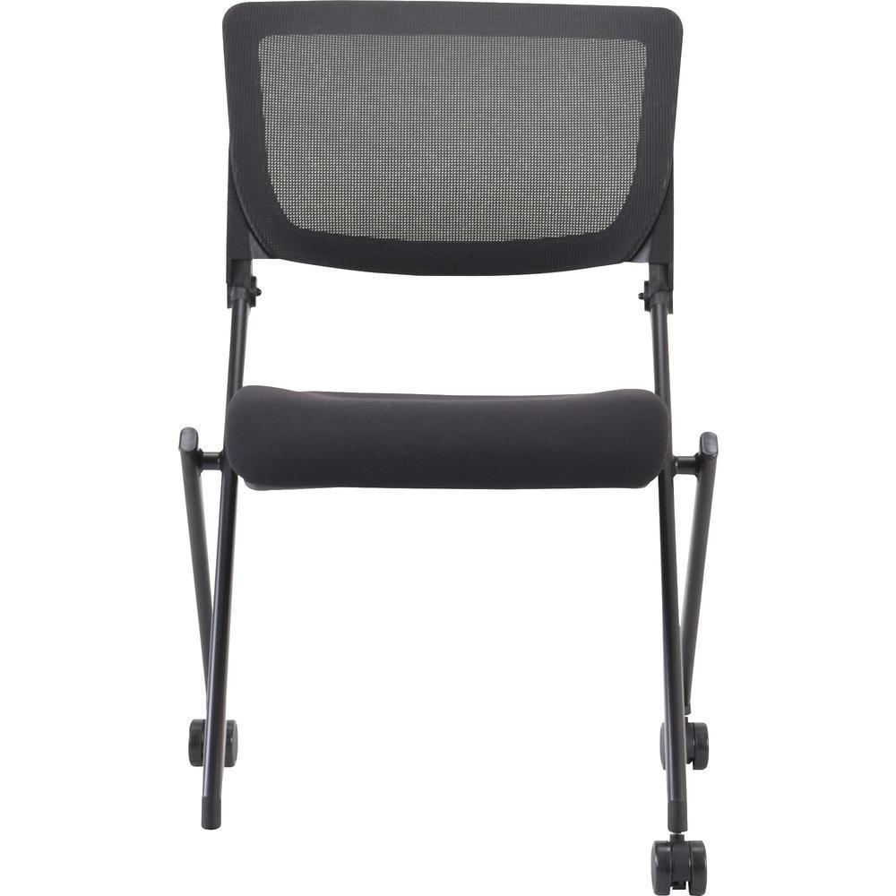 Lorell Mesh Back Nesting Chair - Black Fabric Seat - Metal Frame - 2 / Carton
