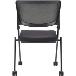 Lorell Mesh Back Nesting Chair - Black Fabric Seat - Metal Frame - 2 / Carton