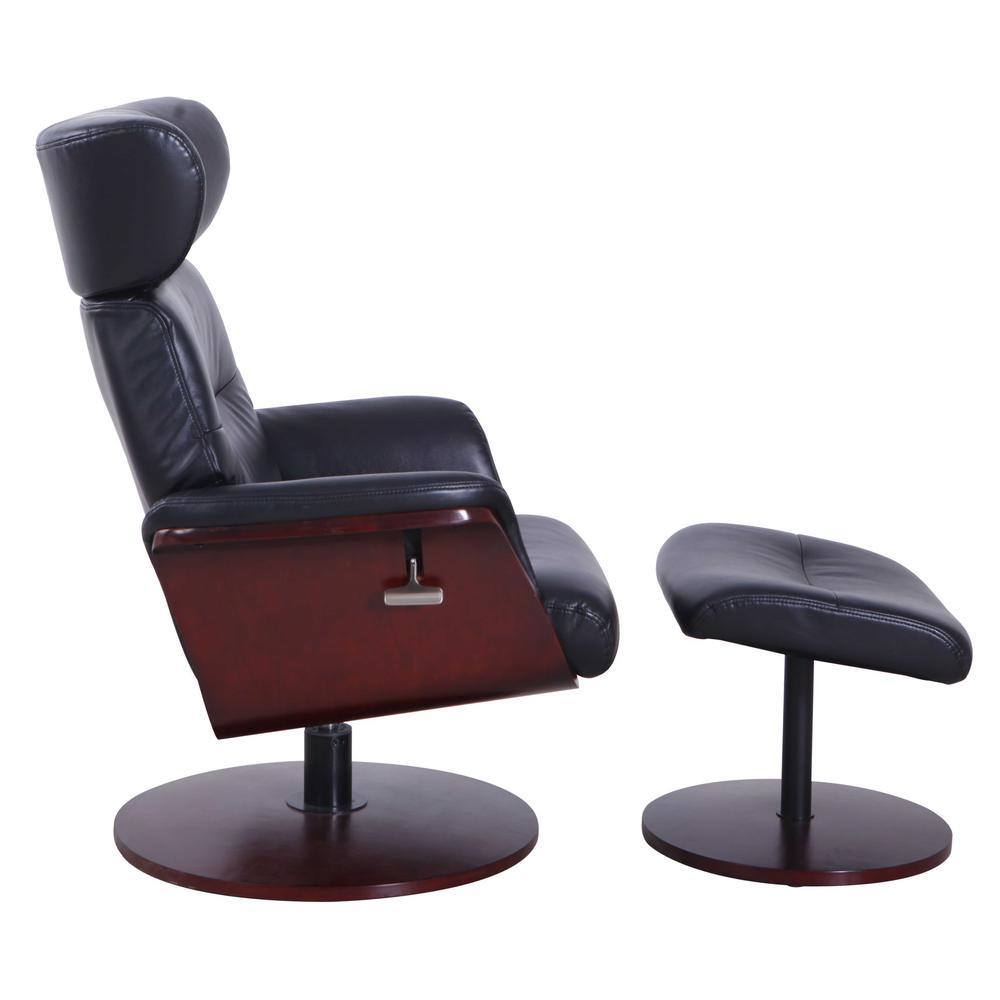 Progressive Furniture Relax-R™ Sennet Recliner and Ottoman in Black Air Leather