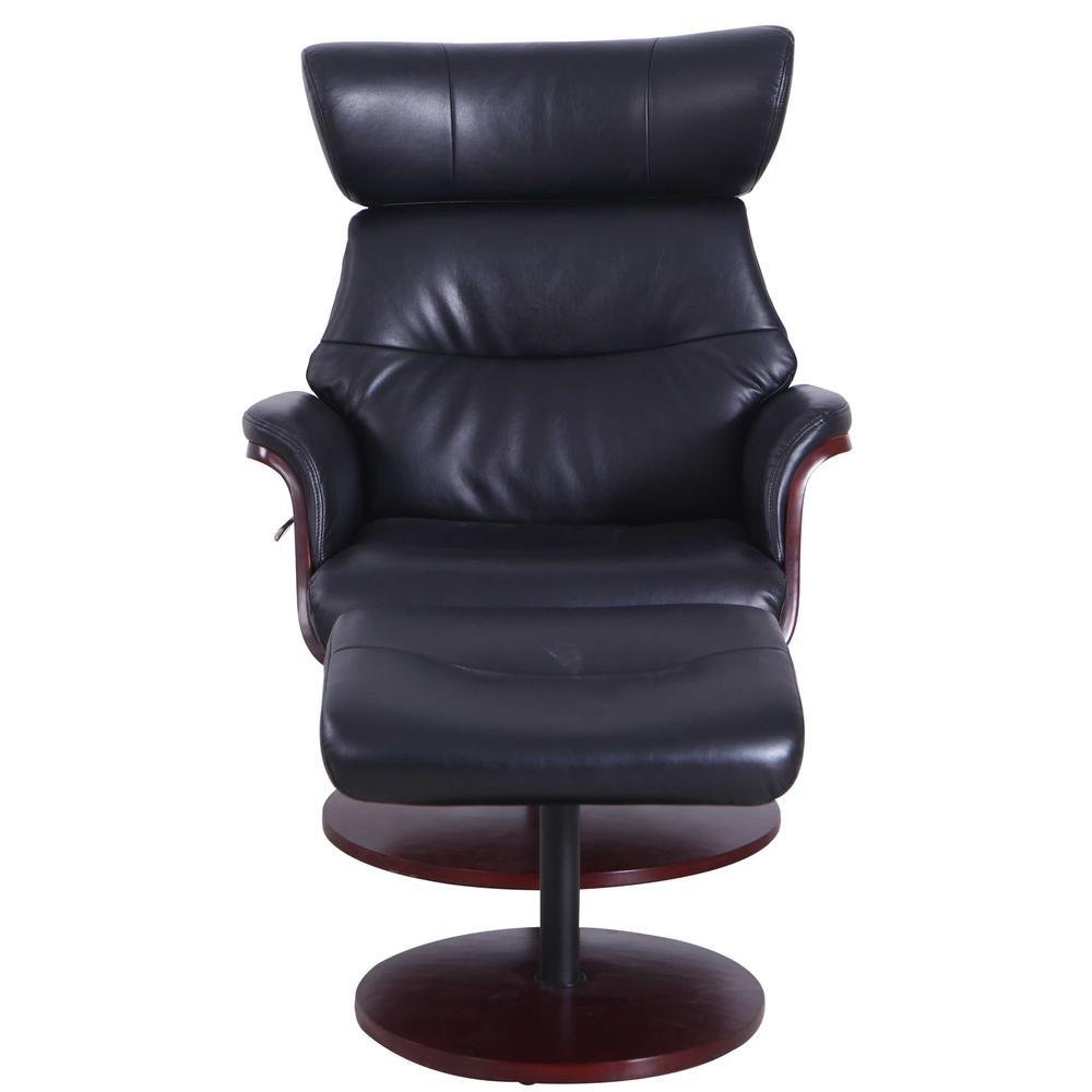 Progressive Furniture Relax-R™ Sennet Recliner and Ottoman in Black Air Leather