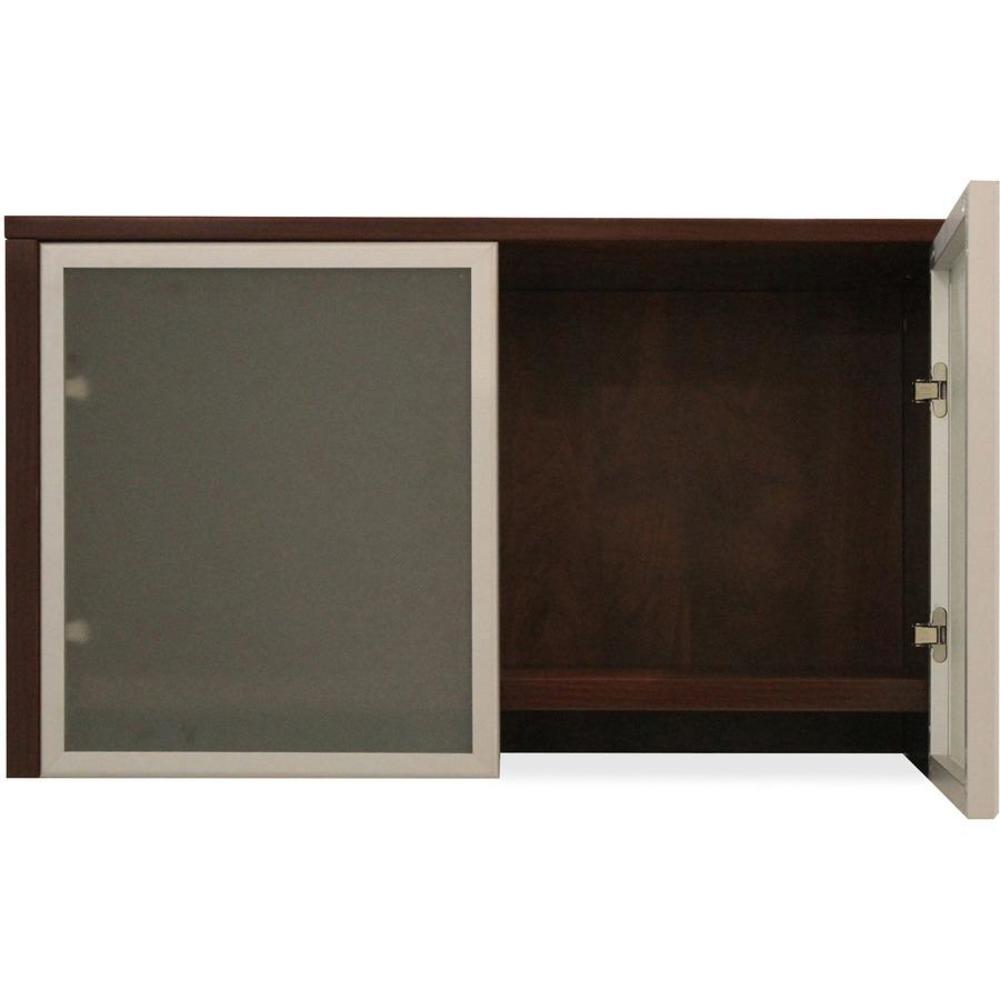 Lorell Wall-Mount Hutch Frosted Glass Door - 0.2" , 36"Door, 16.6" x 16" x 0.9" - Material: Frosted Glass Door - Finish: Frost