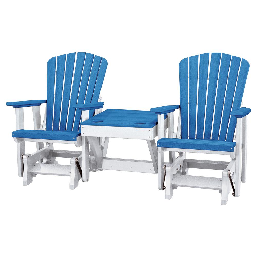 American Furniture Classics Double Glider with Center Table in Blue and White