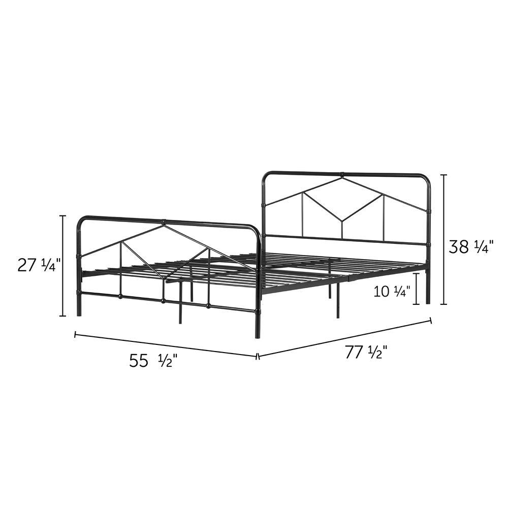 South Shore Sazena Geometric Metal Platform Bed , Matte Black, W77.56 x D55.63 x H38.35