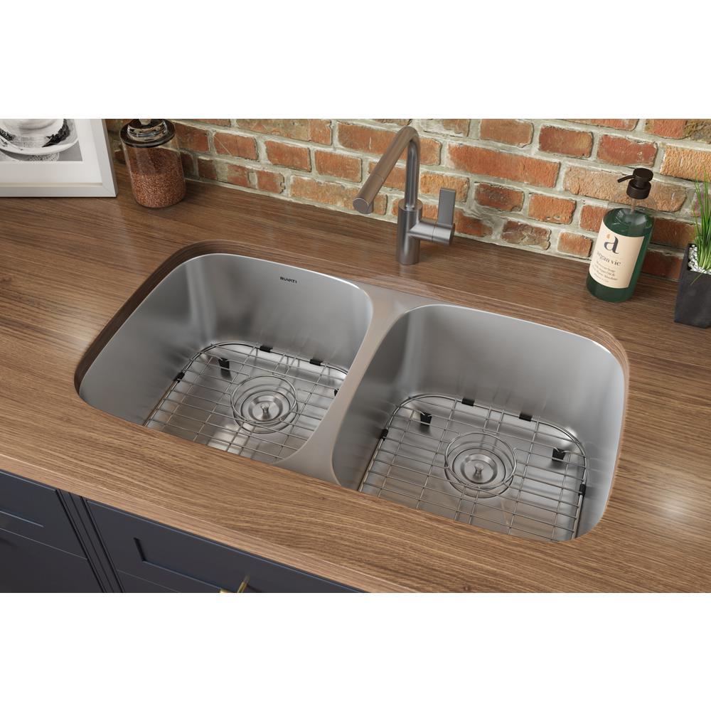 Ruvati 32-inch Undermount 50/50 Double Bowl 16 Gauge Stainless Steel Kitchen Sink - RVM4300