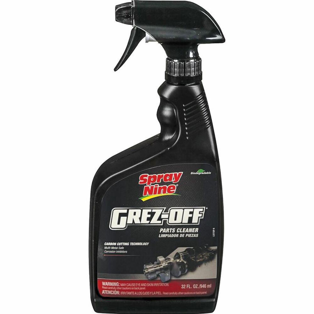 Spray Nine Grez-Off Parts Cleaner Degreaser - Spray - 32 fl oz (1 quart) - Bottle - 12 / Carton - Clear