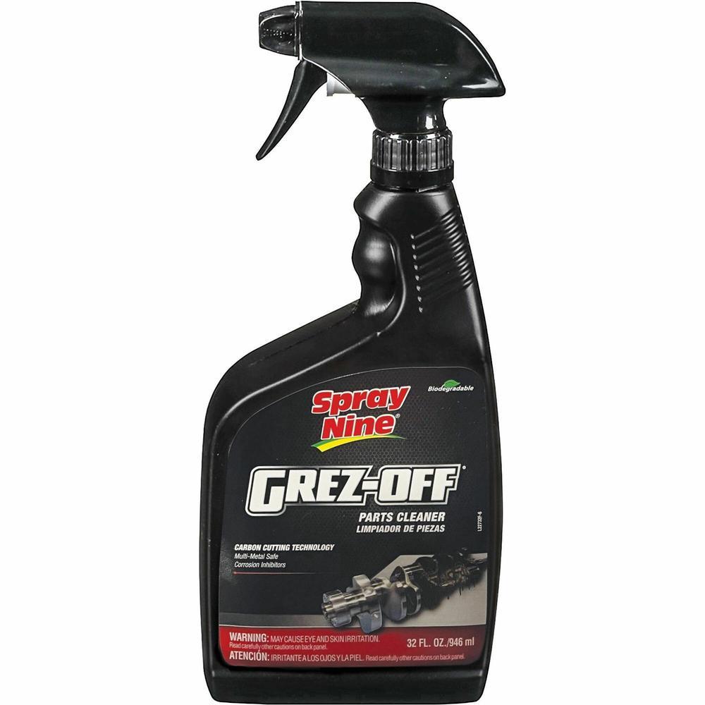 Spray Nine Grez-Off Parts Cleaner Degreaser - Spray - 32 fl oz (1 quart) - Bottle - 12 / Carton - Clear