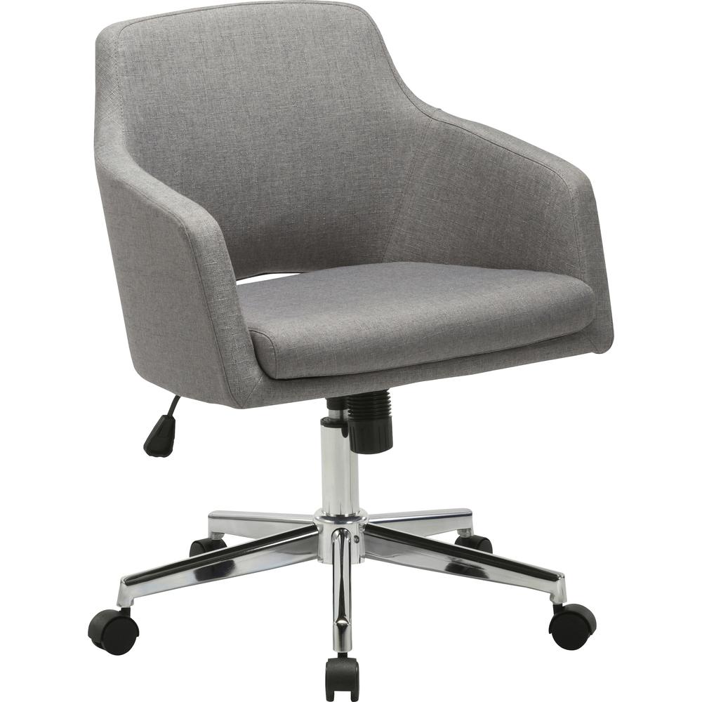 Lorell Mid-century Modern Low-back Task Chair - 24.6" x 24.6" x 34.9" - Material: Fabric Seat, Chrome Base - Finish: Gray Seat