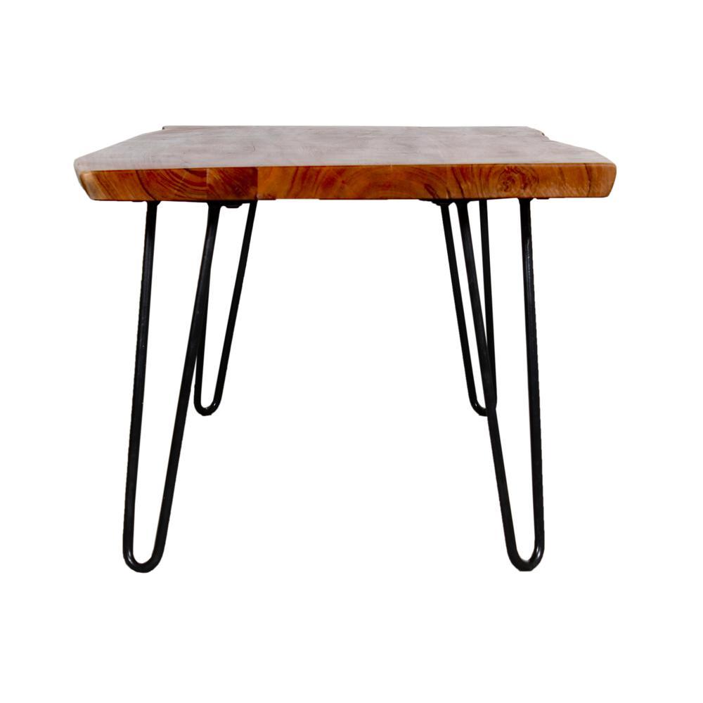 Bolton Furniture Hairpin Natural Live Edge Wood with Metal 48" Large Coffee Table, Natural