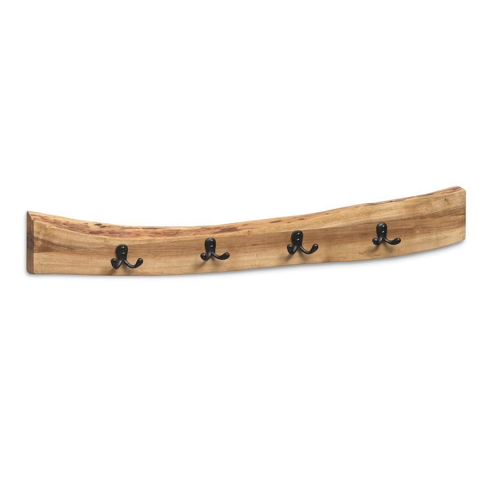 Bolton Furniture Hairpin Natural Live Edge 36" Bench with Coat Hook Set