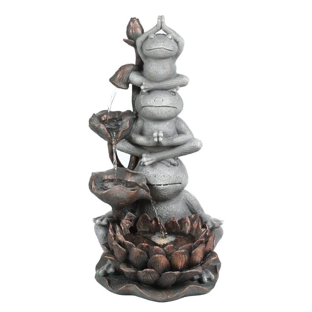 Luxen Home Resin Frog Totem Outdoor Fountain with LED Light