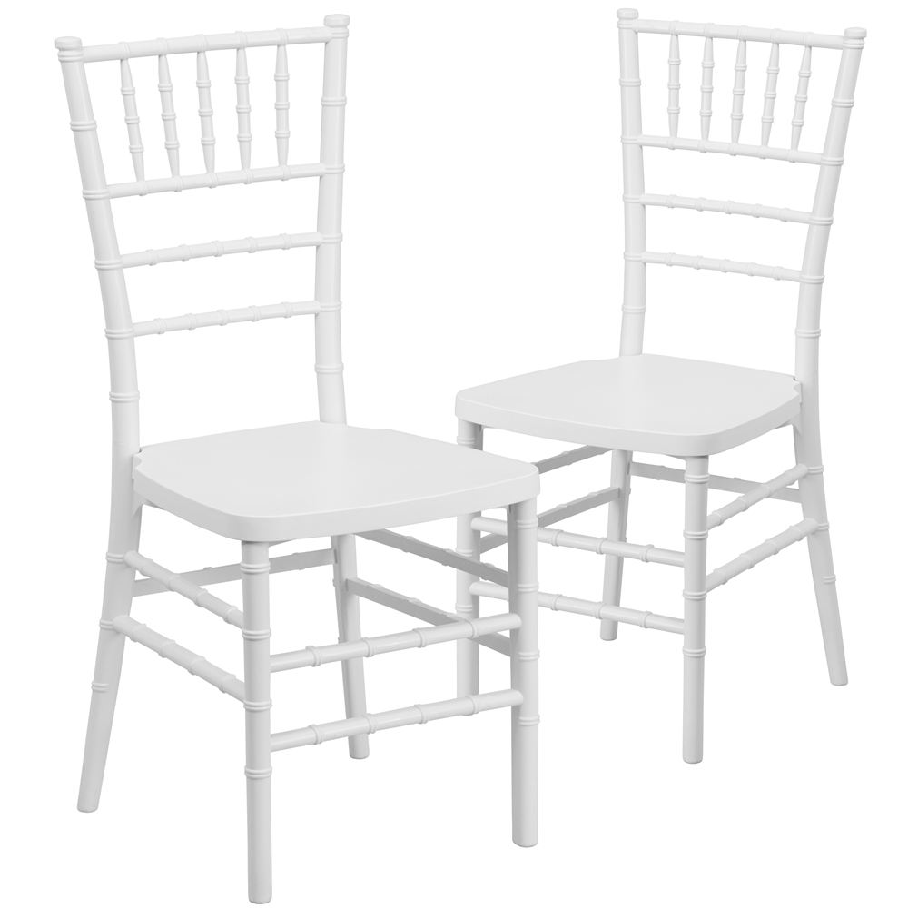 Flash Furniture 2 Pk. HERCULES PREMIUM Series White Resin Stacking Chiavari Chair