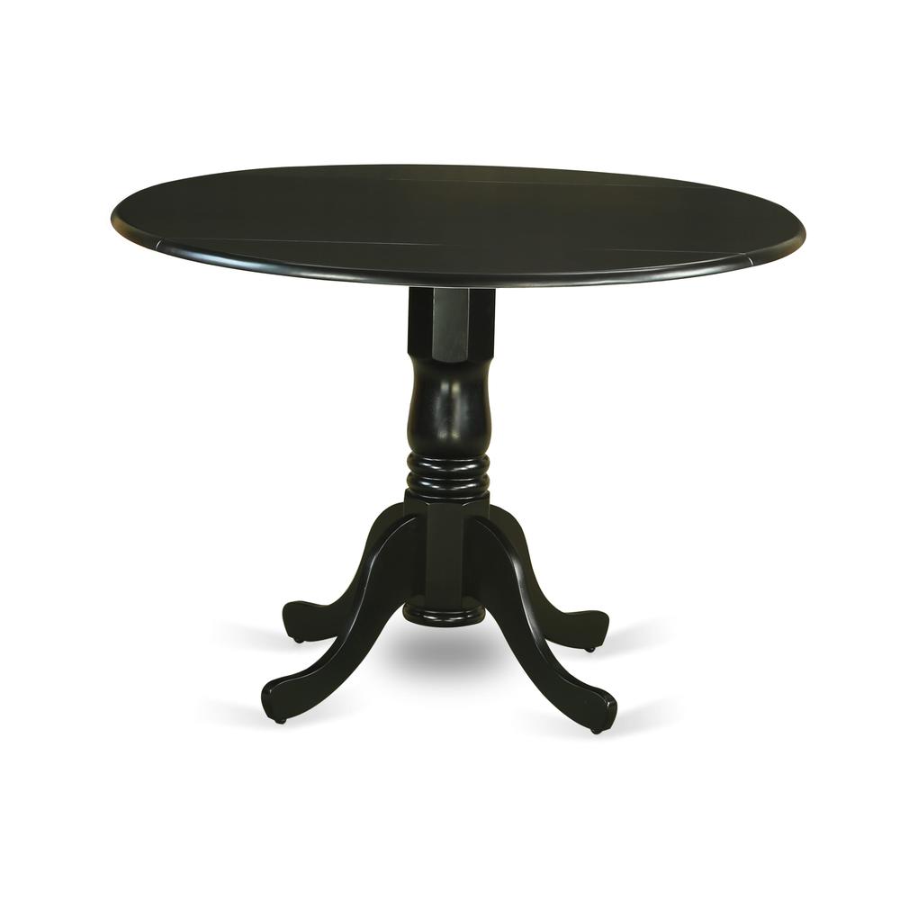 East West Furniture Dublin  Round  Table  with  two  9"  Drop  Leaves  -  Black  Finish