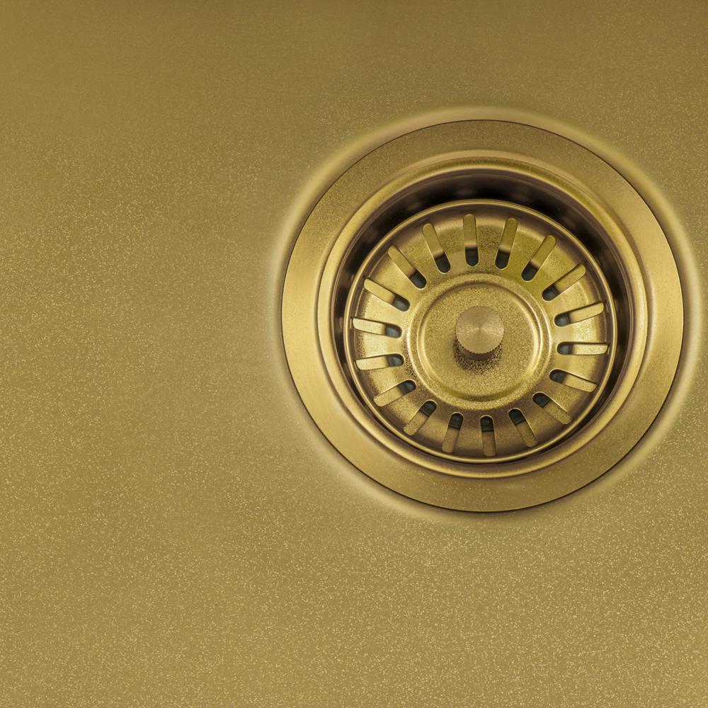 Ruvati 33-inch Satin Brass Matte Gold Stainless Steel 60/40 Double Bowl Apron-Front Farmhouse Kitchen Sink - RVH9742GG