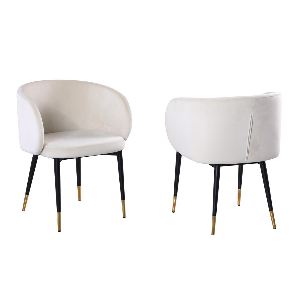 Best Master Furniture Hemingway Velvet Upholstered Side Chair in Cream
